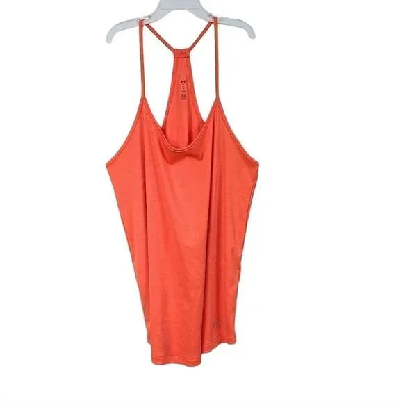 Under Armour Women’s HeatGear Neon Coral Racerback Running Tank Top Medium Loose - Picture 8 of 8